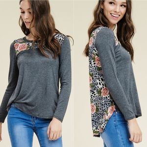 Animal Print With Solid Combo Top